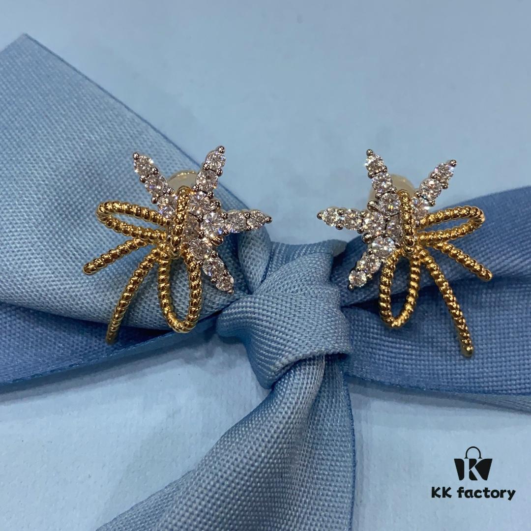 693004ad12f62673a6fab01c Floating Silk Ribbon Snowflake Stud Earrings for Women