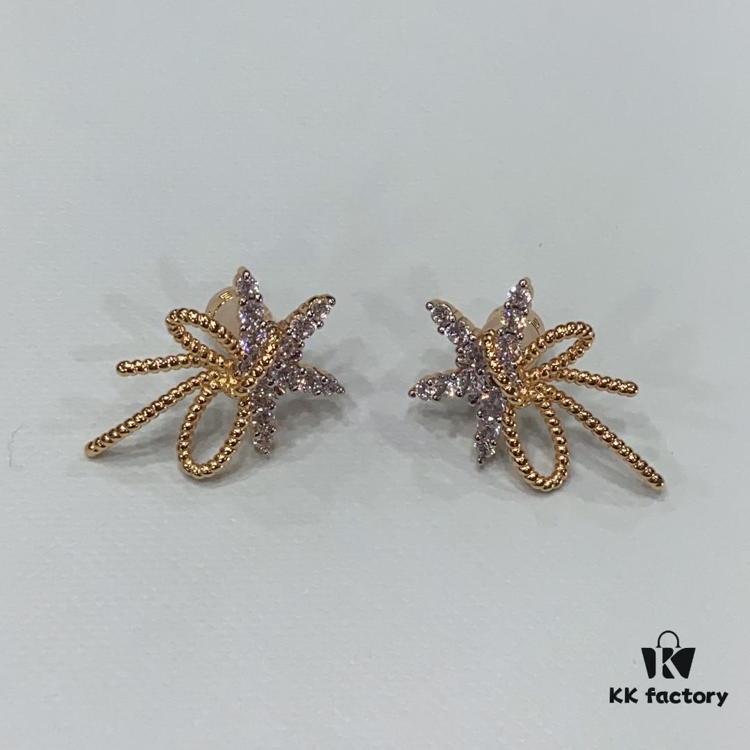 693004ad12f62673a6fab01d Floating Silk Ribbon Snowflake Stud Earrings for Women