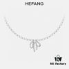 693004bd12f62673a6fab04a HeFang Jewelry Elizabeth Necklace - Bow Pendant Luxury Wedding Collar Chain, 42cm Adjustable
