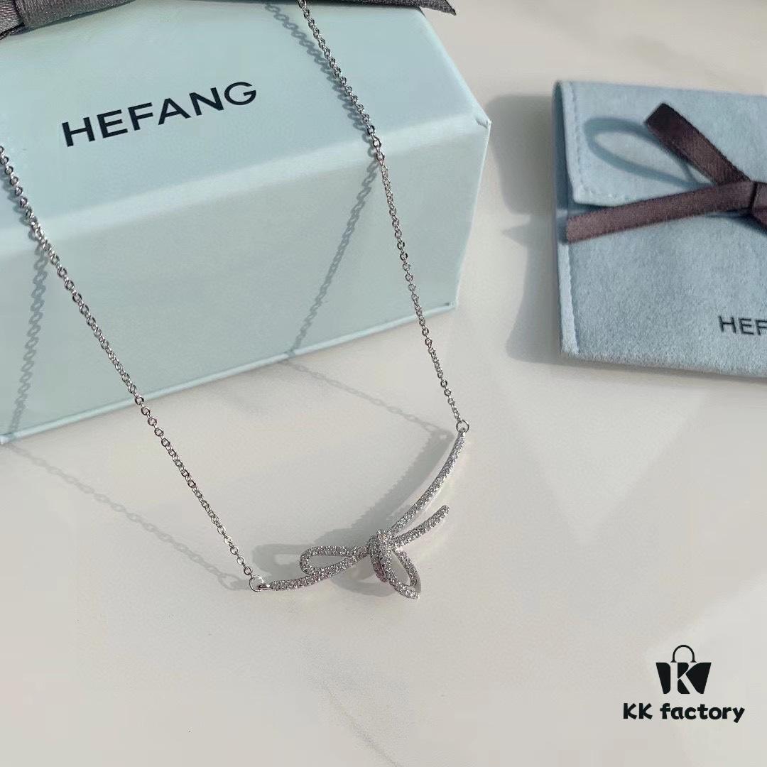 693004be12f62673a6fab04e HeFang Bestseller - Ribbon Knot Pendant Necklace, Luxurious Wedding Jewelry, Elegant and Sparkling Collarbone Chain