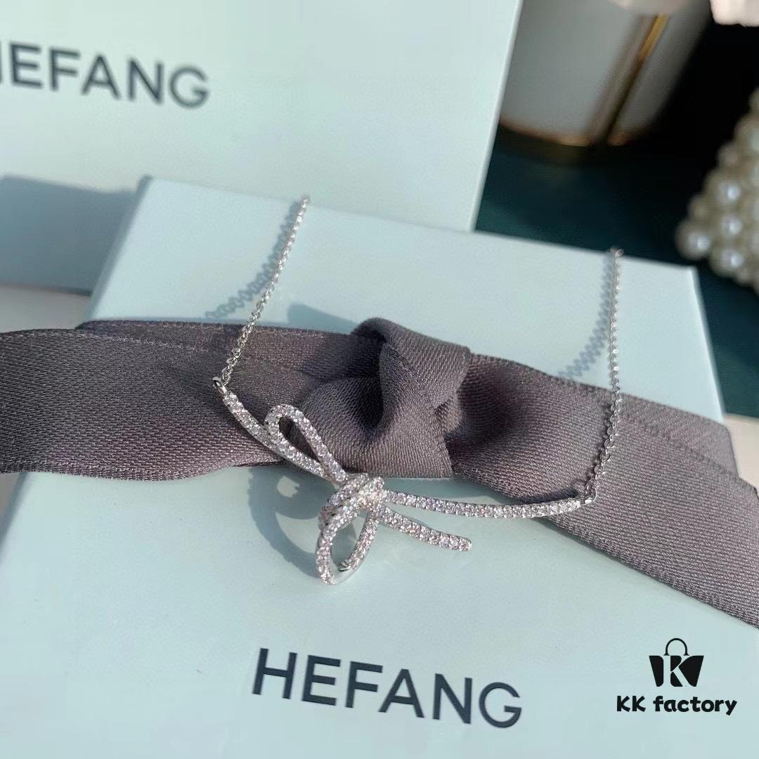 693004be12f62673a6fab050 HeFang Bestseller - Ribbon Knot Pendant Necklace, Luxurious Wedding Jewelry, Elegant and Sparkling Collarbone Chain