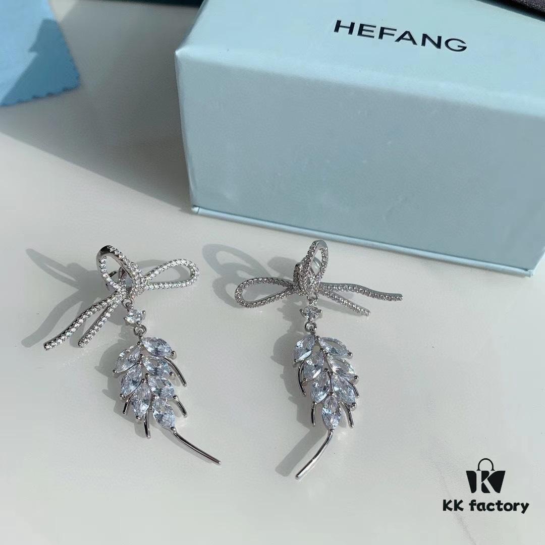 693004c312f62673a6fab05c HeFang Jewelry Ribbon Wheat Ear Stud Earrings, Minimalist Elegant Design, 2021 Wedding Collection