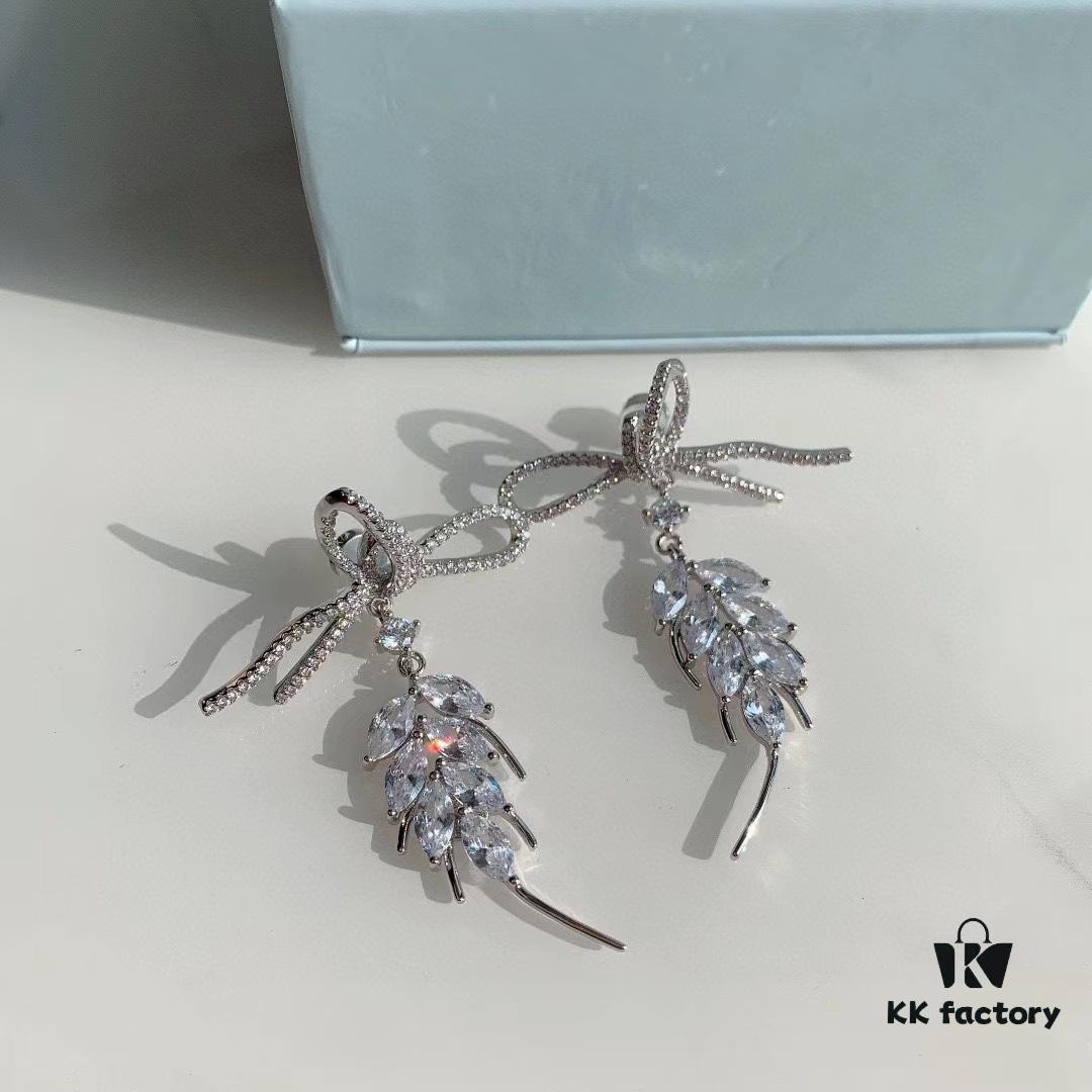 693004c412f62673a6fab05e HeFang Jewelry Ribbon Wheat Ear Stud Earrings, Minimalist Elegant Design, 2021 Wedding Collection