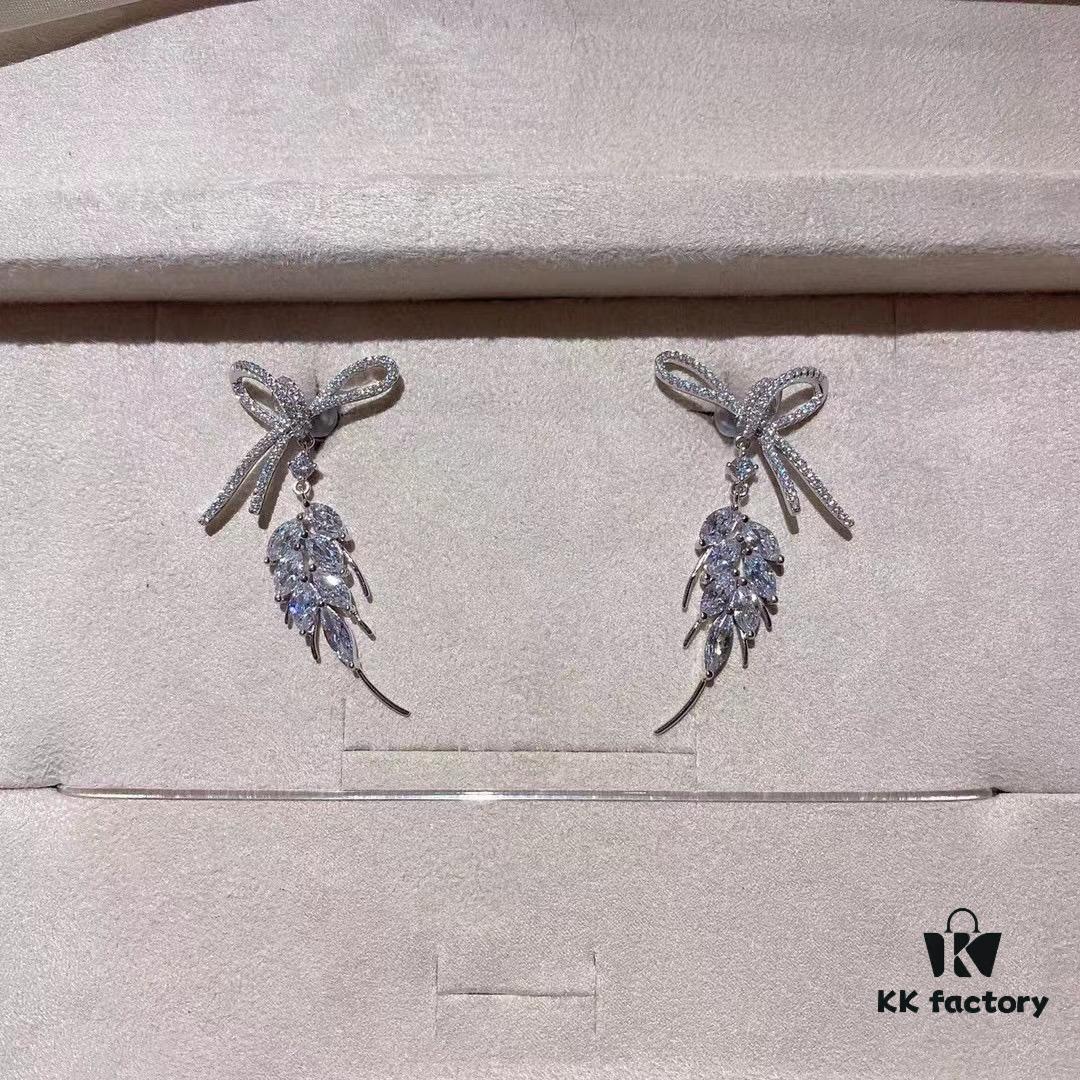 693004c512f62673a6fab062 HeFang Jewelry Ribbon Wheat Ear Stud Earrings, Minimalist Elegant Design, 2021 Wedding Collection