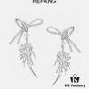 693004c612f62673a6fab063 HeFang Jewelry Ribbon Wheat Ear Stud Earrings, Minimalist Elegant Design, 2021 Wedding Collection