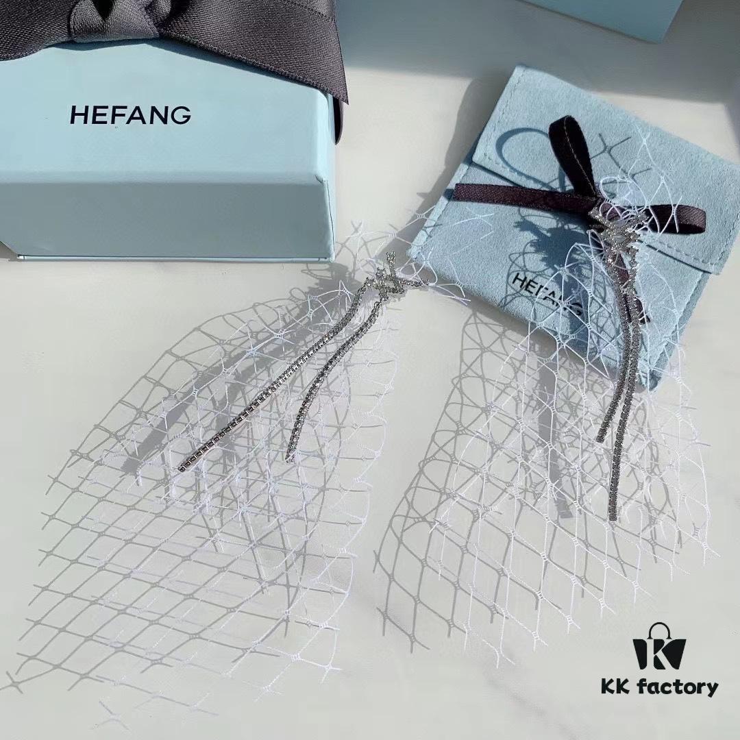 693004ca12f62673a6fab06e HeFang Jewelry 💎 Bow-Tied Tassel Earrings, Long Flowing Fringe Statement Earrings with Detachable Netted Design, Two Styling Options