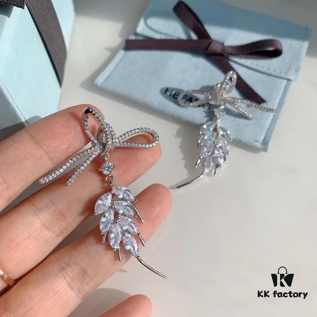 693004ce12f62673a6fab07b HeFang Jewelry Ribbon Wheat Ear Stud Earrings, Minimalist Elegant Design, 2021 Wedding Collection