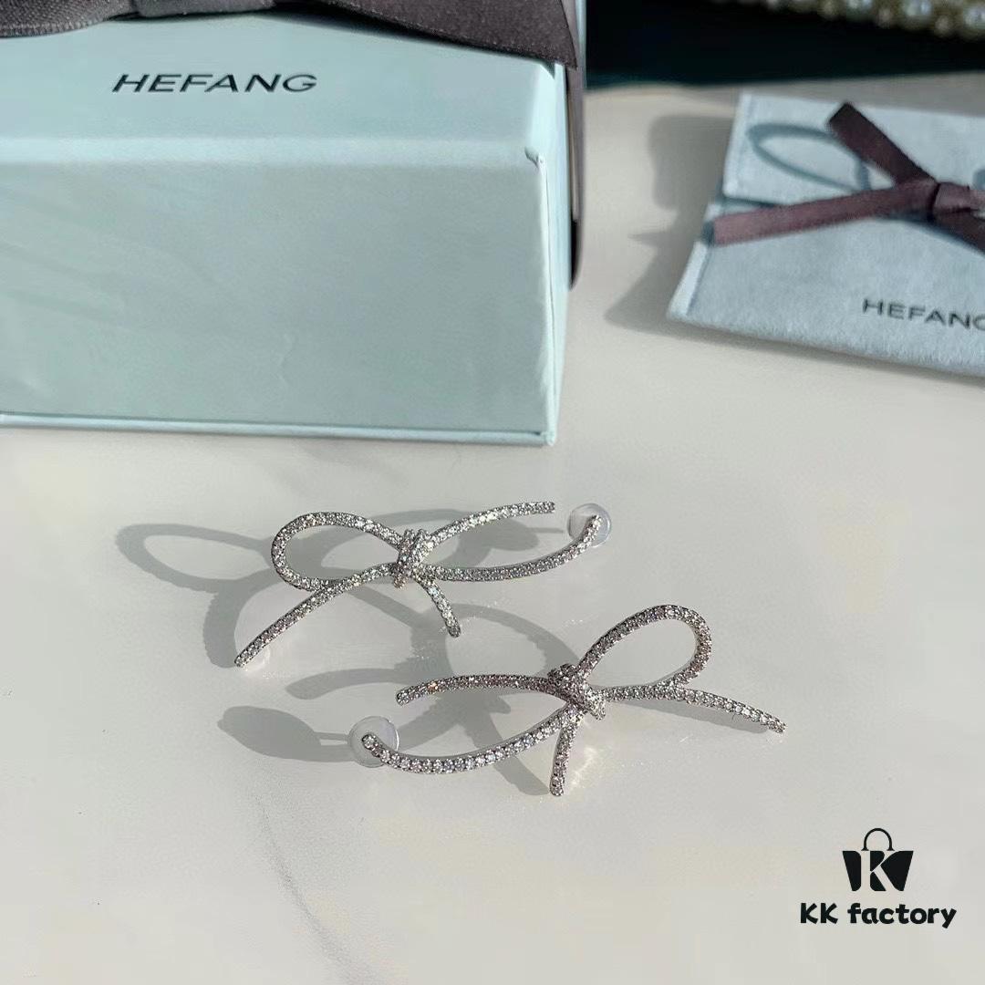 693004d012f62673a6fab083 HeFang Bestseller Silk Bow Stud Earrings - 2021 Wedding Collection, Luxury Fashion Ear Cuff Inspired by Bridal Ribbons, Worn by Zhan Qiuyi