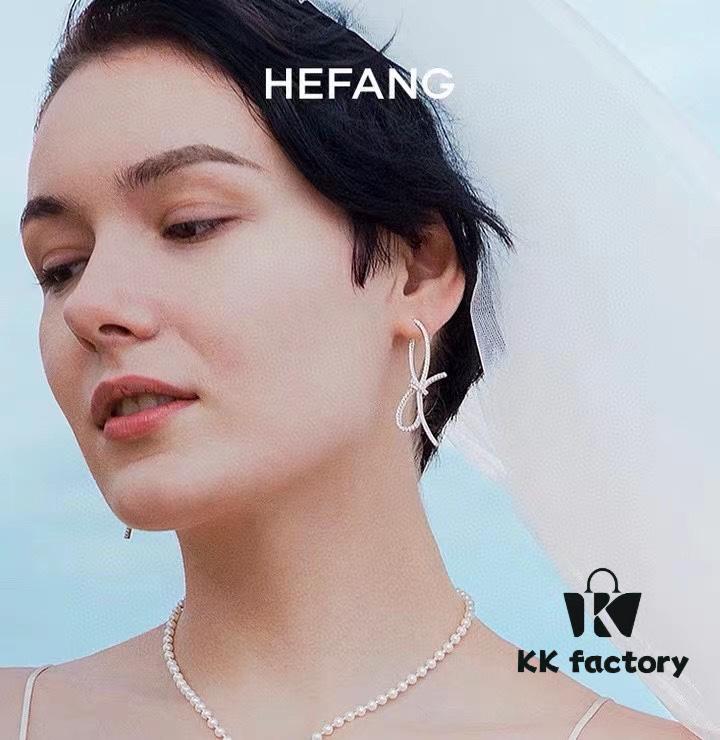 693004d012f62673a6fab084 HeFang Bestseller Silk Bow Stud Earrings - 2021 Wedding Collection, Luxury Fashion Ear Cuff Inspired by Bridal Ribbons, Worn by Zhan Qiuyi