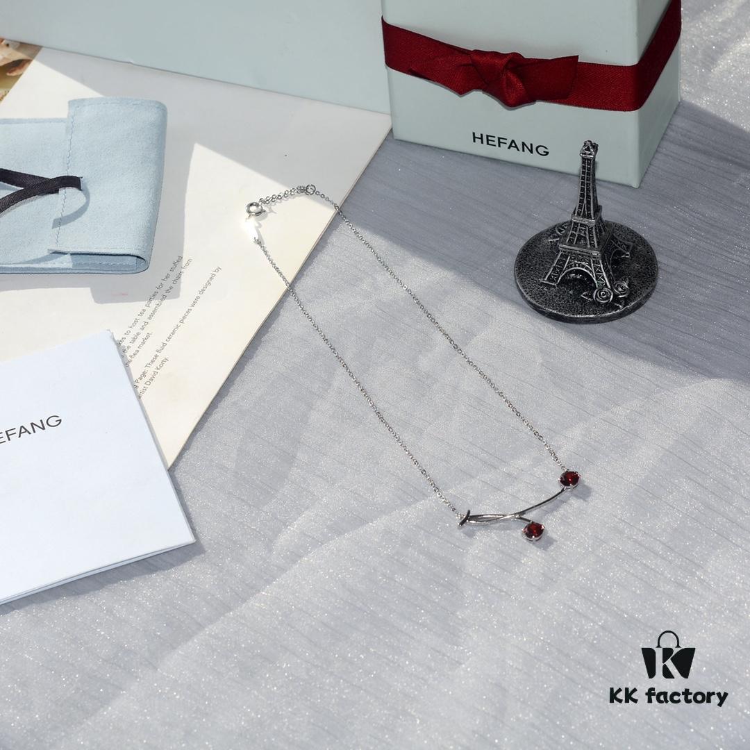 693004e112f62673a6fab0a8 HEFANG 925 Sterling Silver Cherry Collar Necklace, Designer Pendant Jewelry