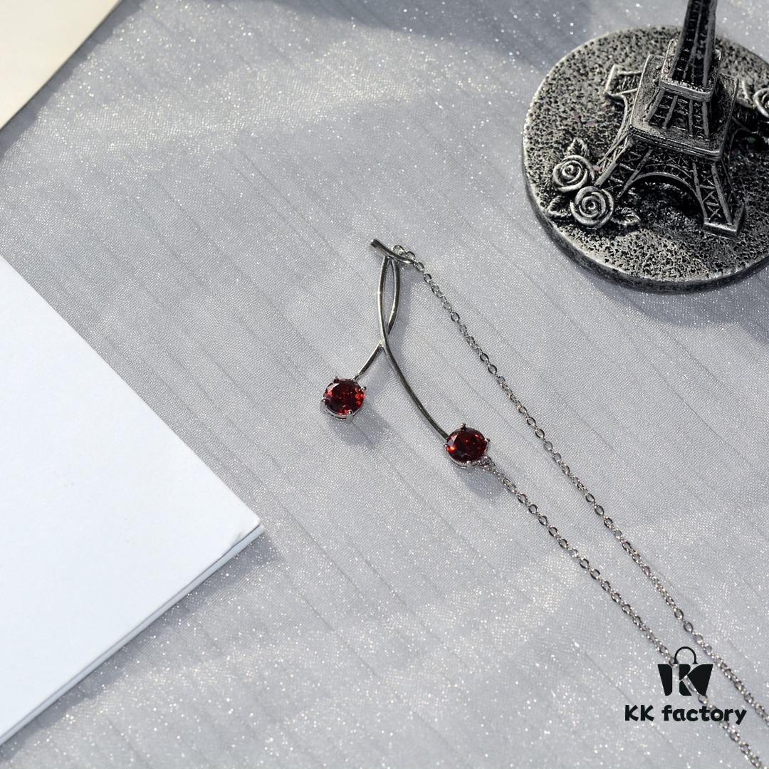693004e212f62673a6fab0ab HEFANG 925 Sterling Silver Cherry Collar Necklace, Designer Pendant Jewelry