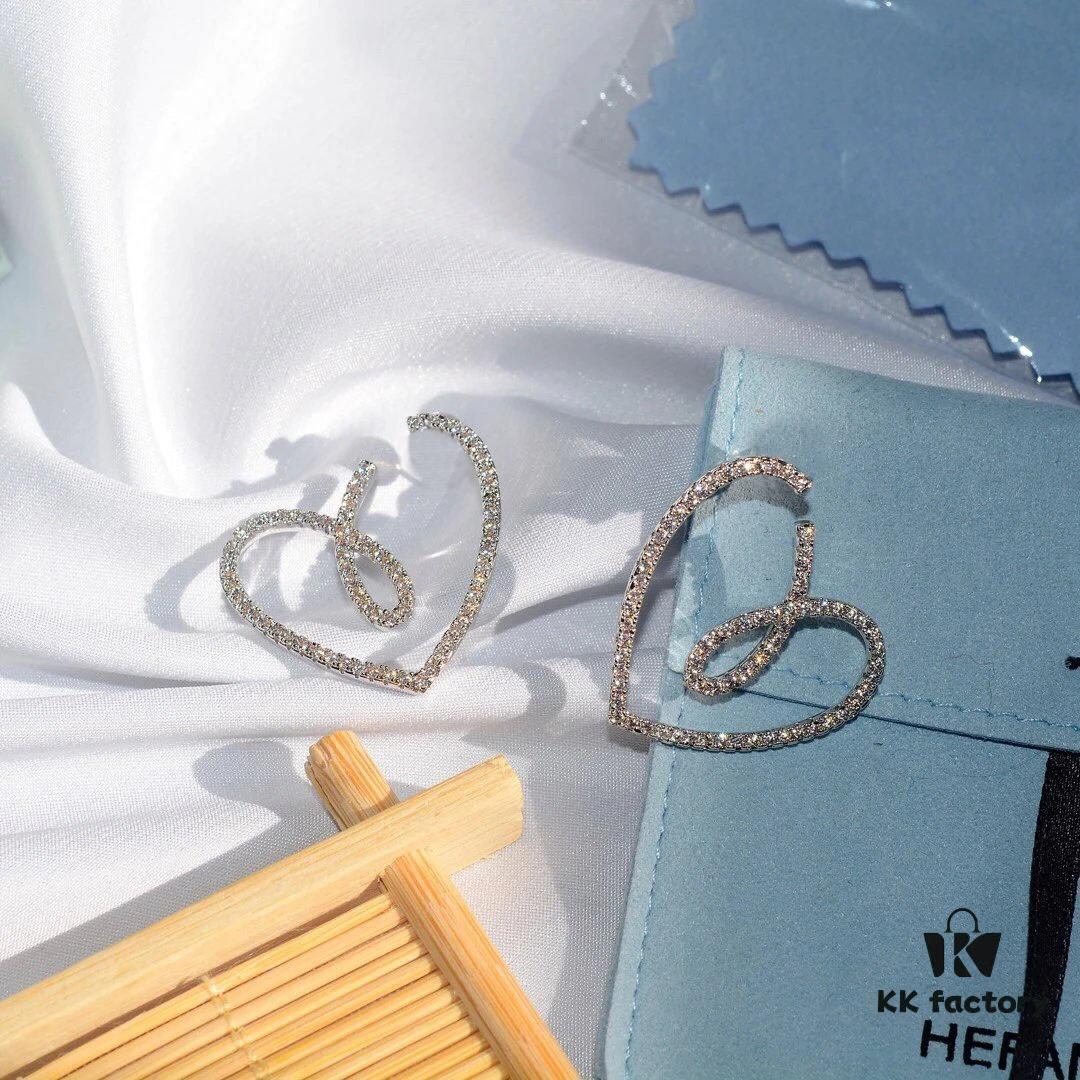 693004f612f62673a6fab0d5 HEF@NG Jewelry Romantic Bow Ribbon Heart Elegant Stud Earrings - Celestial Bow & Heart Series, High-End Custom Design, Micro-Paved Sparkling Stones
