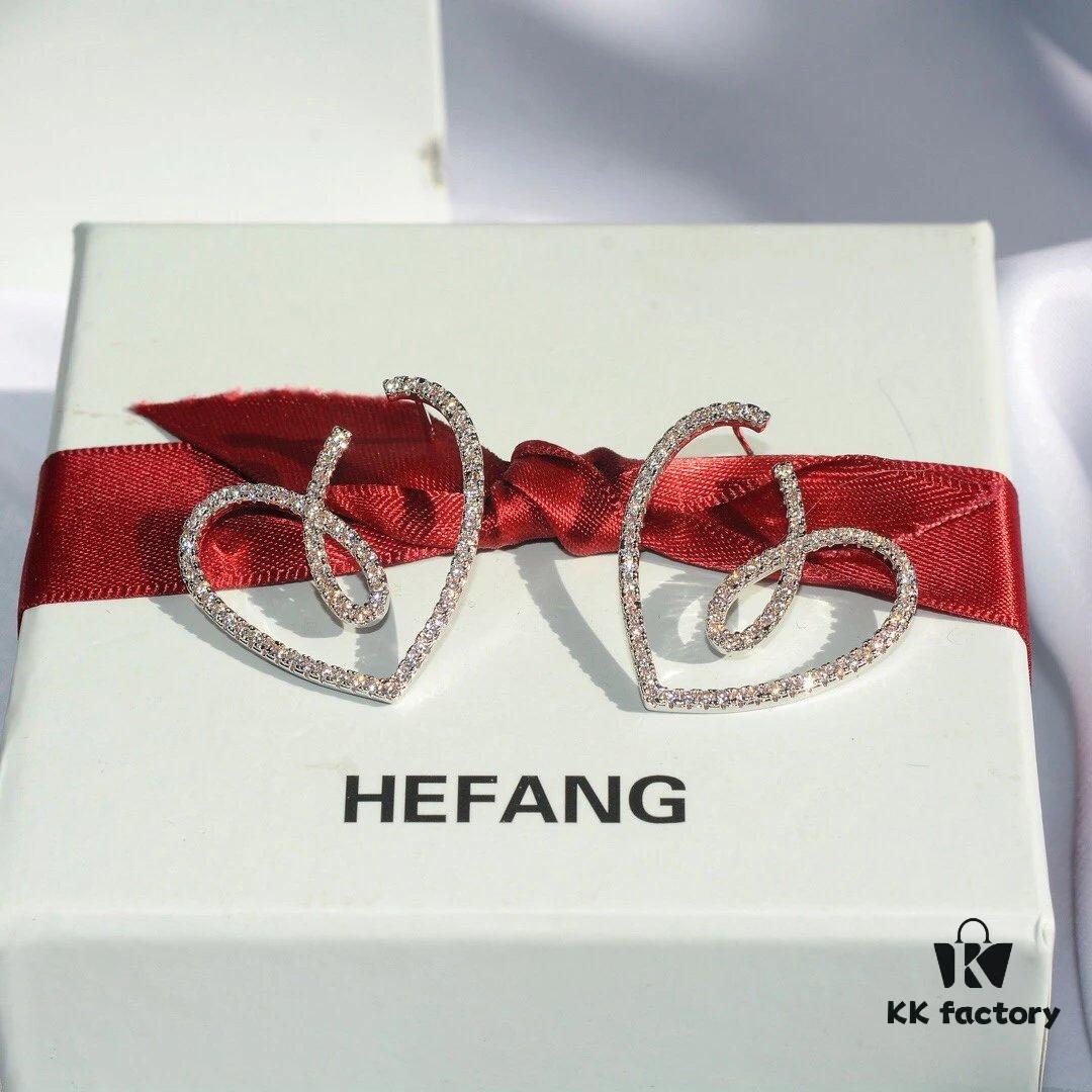 693004f612f62673a6fab0d7 HEF@NG Jewelry Romantic Bow Ribbon Heart Elegant Stud Earrings - Celestial Bow & Heart Series, High-End Custom Design, Micro-Paved Sparkling Stones