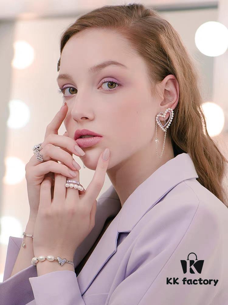 693004f812f62673a6fab0d9 HEFANG Jewelry Romantic Heart Purple Zirconia S925 Sterling Silver Stud Earrings - Barbie Collection, High-End Design, Celebrity-Inspired Style