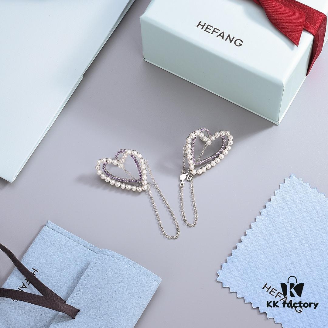 693004f812f62673a6fab0db HEFANG Jewelry Romantic Heart Purple Zirconia S925 Sterling Silver Stud Earrings - Barbie Collection, High-End Design, Celebrity-Inspired Style