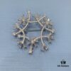 He Fang Xue Mirror Brooch, High-End Elegant Badge Pin