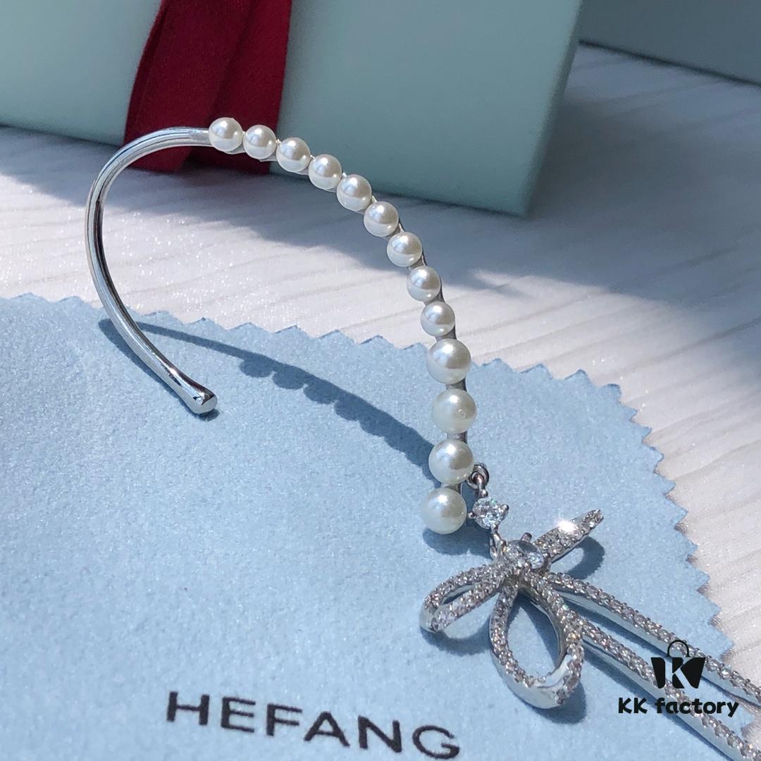 693005a912f62673a6fab1a1 HEFANG Jewelry Pearl Bow Earrings with Reverse Tassel Ear Cuff (Right Ear)