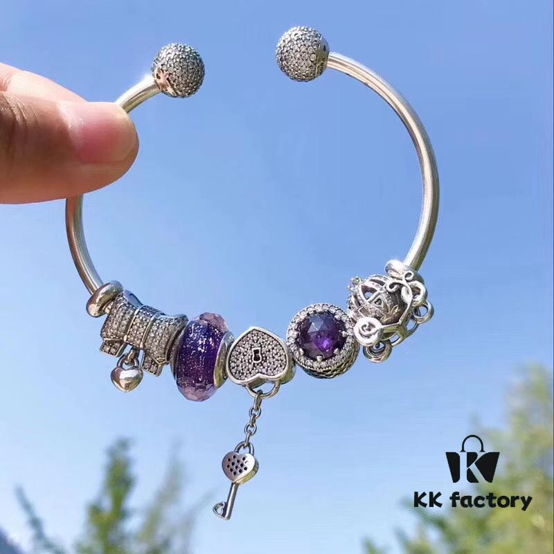 693005c512f62673a6fab1c3 Pandora Pandora Sparkling Purple Heart Key 🔑 New Arrival! Made with counter materials, one-to-one perfect craftsmanship, quality comparable to official store products!