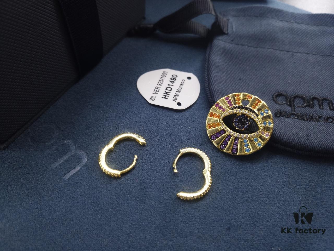 693005d512f62673a6fab1d6 A Monaco Asymmetrical Colorful Gold Lucky Eye Earrings, French Minimalist Luxury Jewelry