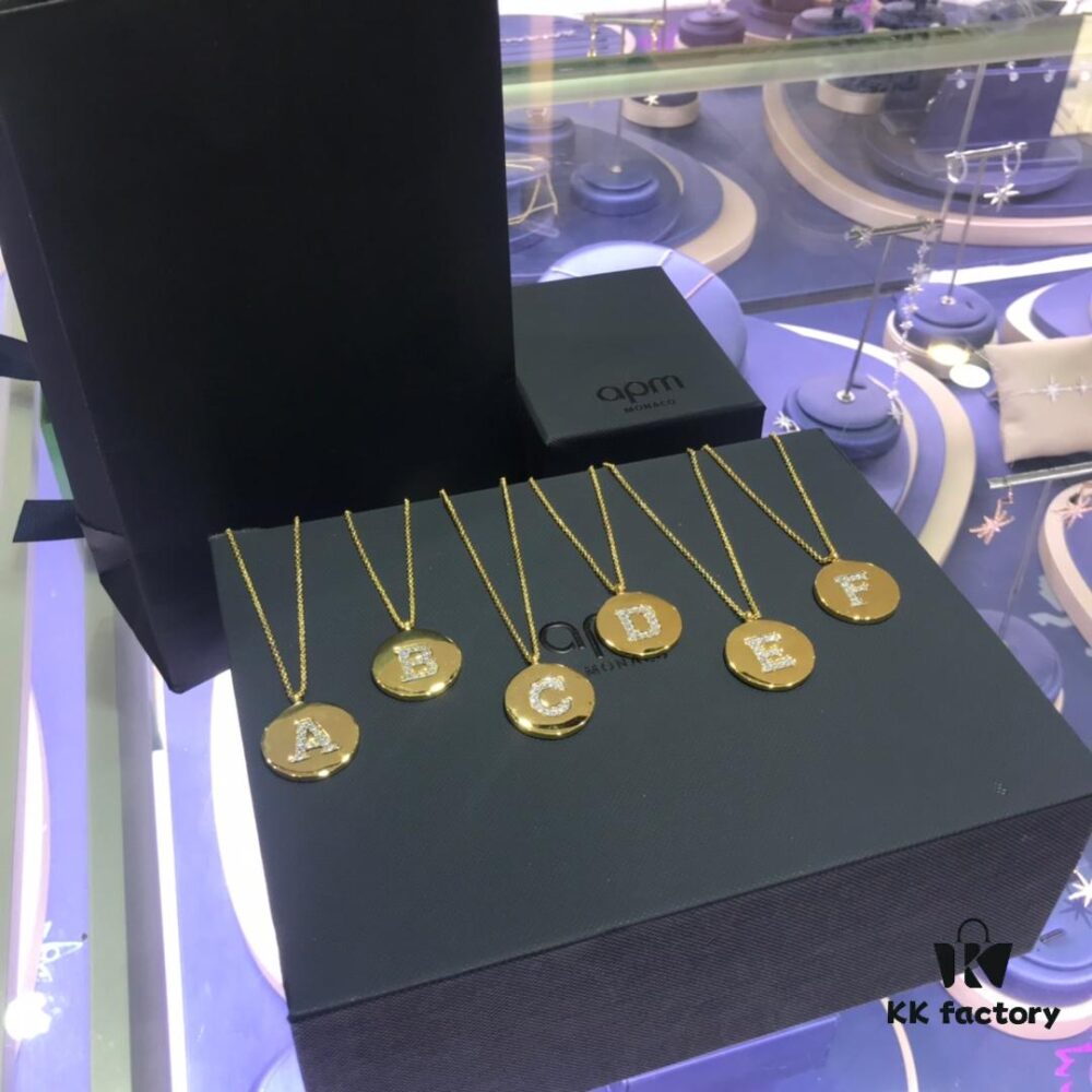 APM Monaco High-Quality 26 Letter Necklace for Women, Round Pendant Sweater Accessory, Stylish and Versatile Design