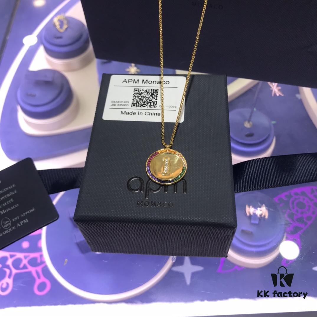 693005db12f62673a6fab1dd A Brand Monaco Rainbow Letter Necklace for Women, Custom Couple Pendant Collar Gift for Girlfriend, European and American Style