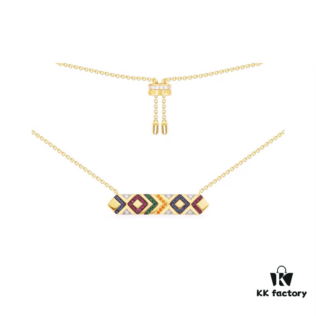 693005df12f62673a6fab1e3 APM Monaco Colorful Tribe Adjustable Necklace with Bar Pendant, Geometric Stylish Fashion Women's Sweater Chain