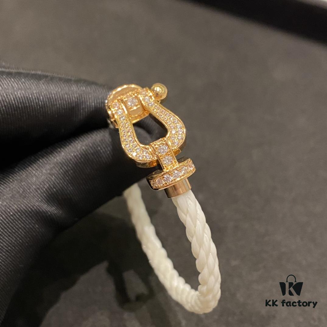 FRED Large Diamond-Paved White Bracelet