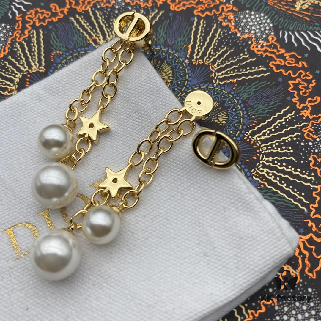 6930060212f62673a6fab20d Dior Pearl CD Pearl Tassel Stud Earrings
