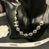 6930060b12f62673a6fab21a Xiaoxiang New Arrival White Oil-Drop Double C Round Mirror Clover Pendant Necklace with Smooth Chain