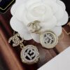 6930061112f62673a6fab221 Xiaoxiang New Arrival Golden Diamond-Quilted Round Silver Number 13 Full Diamond Hollow Pendant Large Earrings