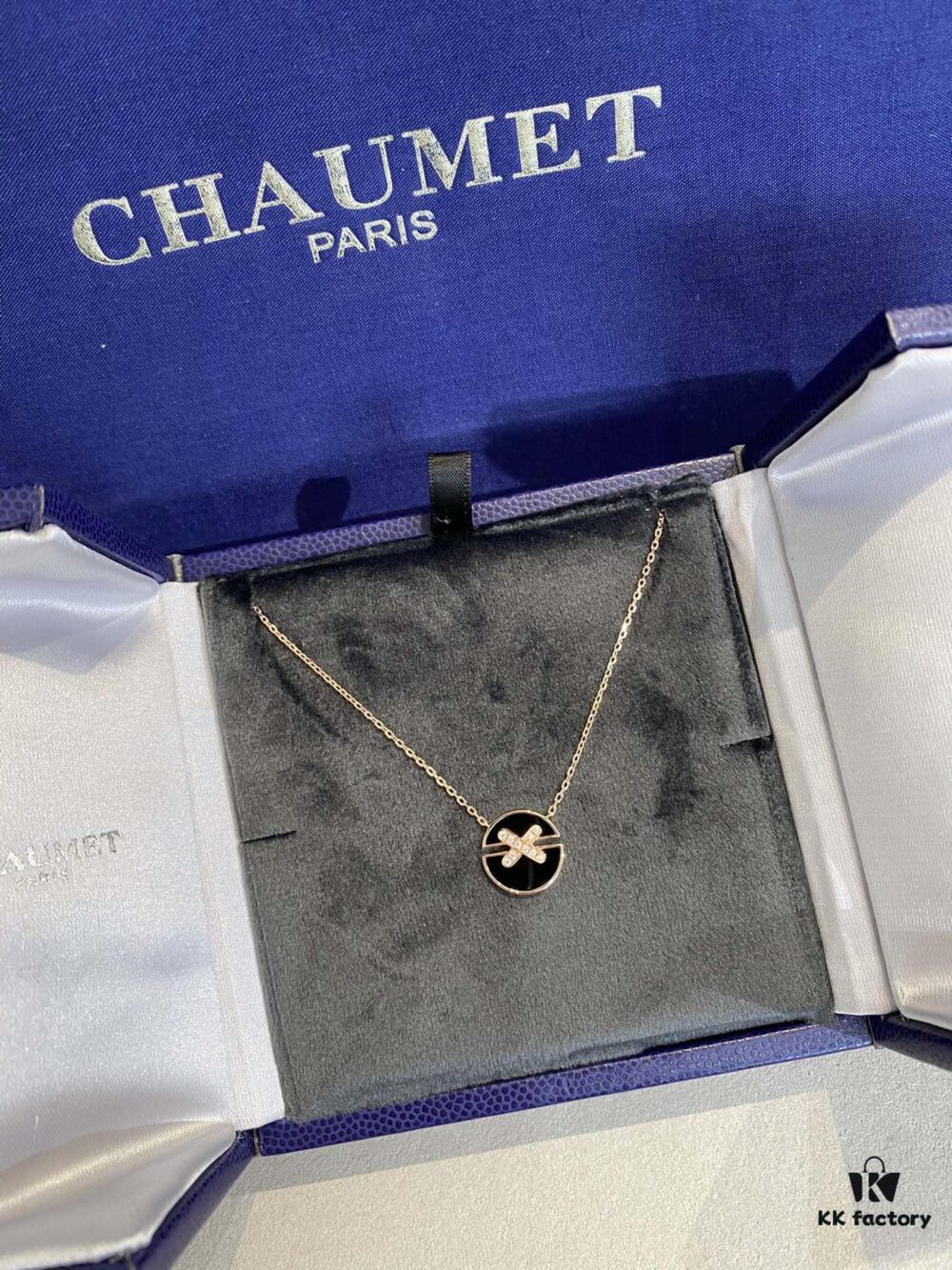 6930061b12f62673a6fab22f New Black Color, Natural Black Onyx - SAMMY PARIS 'Yuan Yuan' Necklace, Small Crossed Circle Pendant, Symbolizing Perfect Union and Fulfilled Wishes