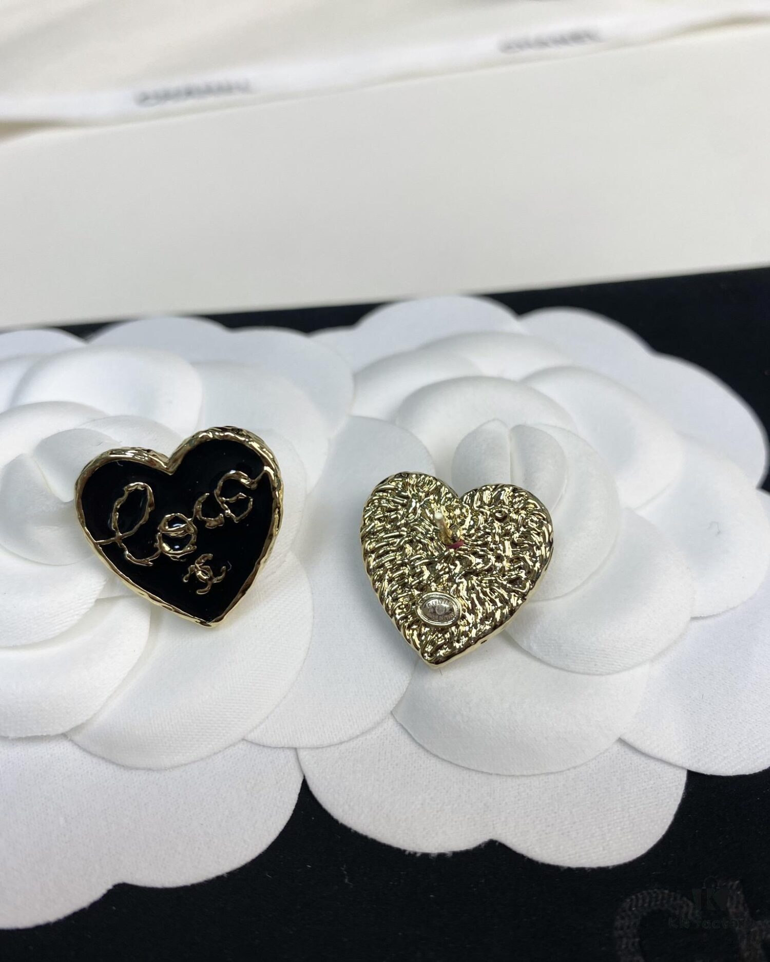 6930061d12f62673a6fab231 Chanel New Arrival Black Enamel Heart Earrings