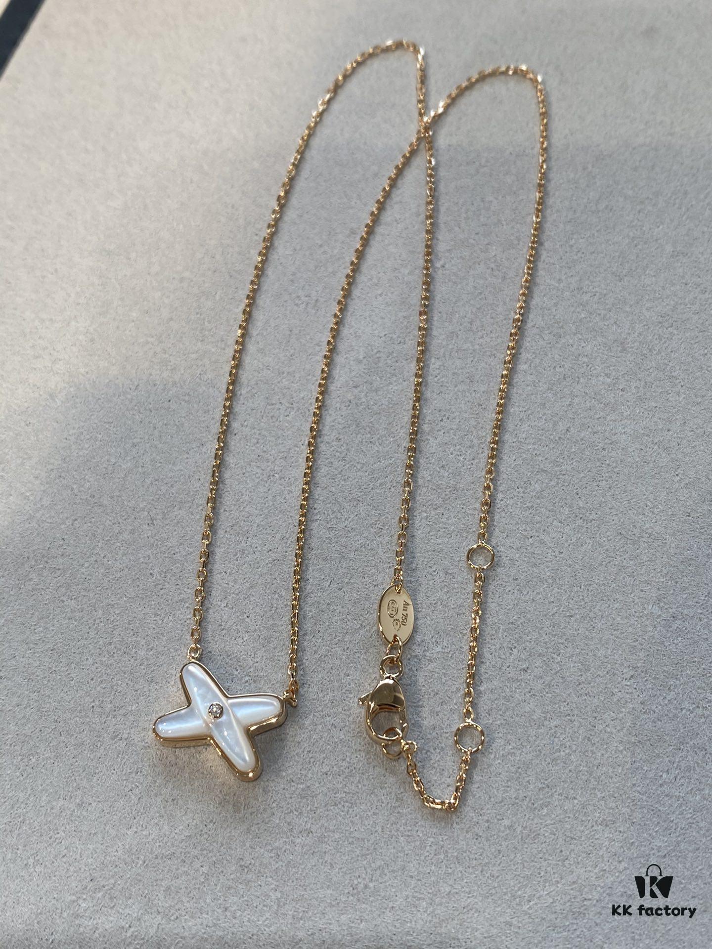 6930061f12f62673a6fab234 Cross Necklace in Rose Gold with White Shell, Chu Shang Mei Paris, Palladium Plated + 0.5 Version, 37.5-41.5cm, Full V-Gold with Natural Deep-Sea White Shell, Individually Carved Stone Setting, Center Inlaid with Premium Silicon Titanium Material