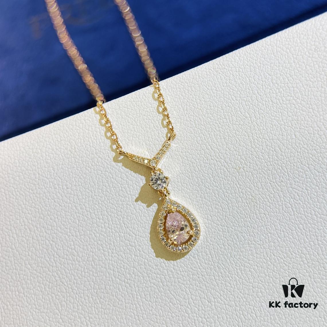 6930062212f62673a6fab239 Swarovski Teardrop Pear-Shaped Diamond Pendant Necklace with Tassel, High-Quality Hand-Set Imported Zircon Gemstones