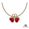 6930062612f62673a6fab244 Chopard Happy Hearts Wings Series Champagne Gold Red Agate Peacock White Shell Floating Diamond Necklace