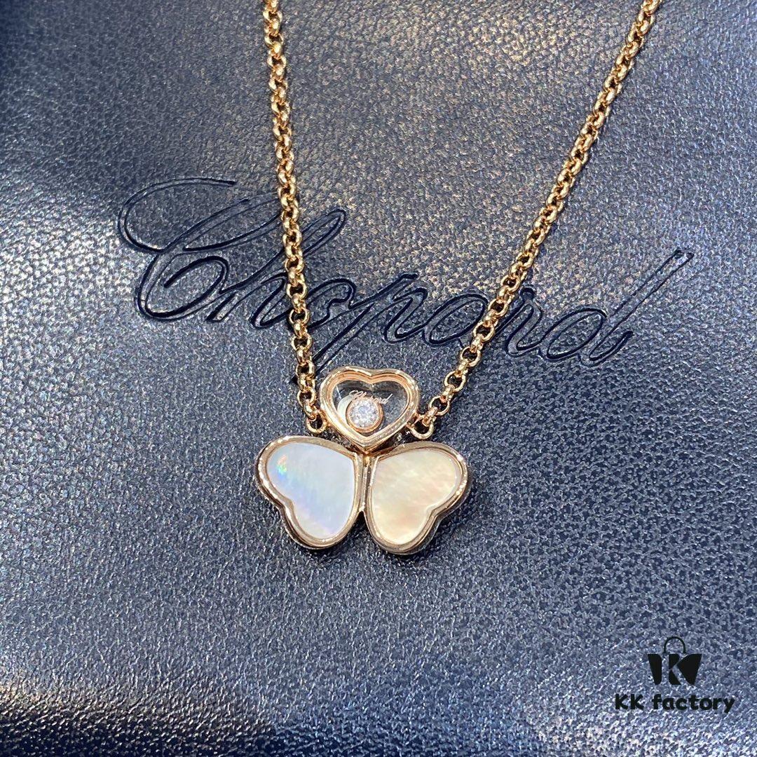 6930063412f62673a6fab256 Chopard Happy Hearts Wings Series Pendant Necklace with Movable Diamond and Mother-of-Pearl Hearts