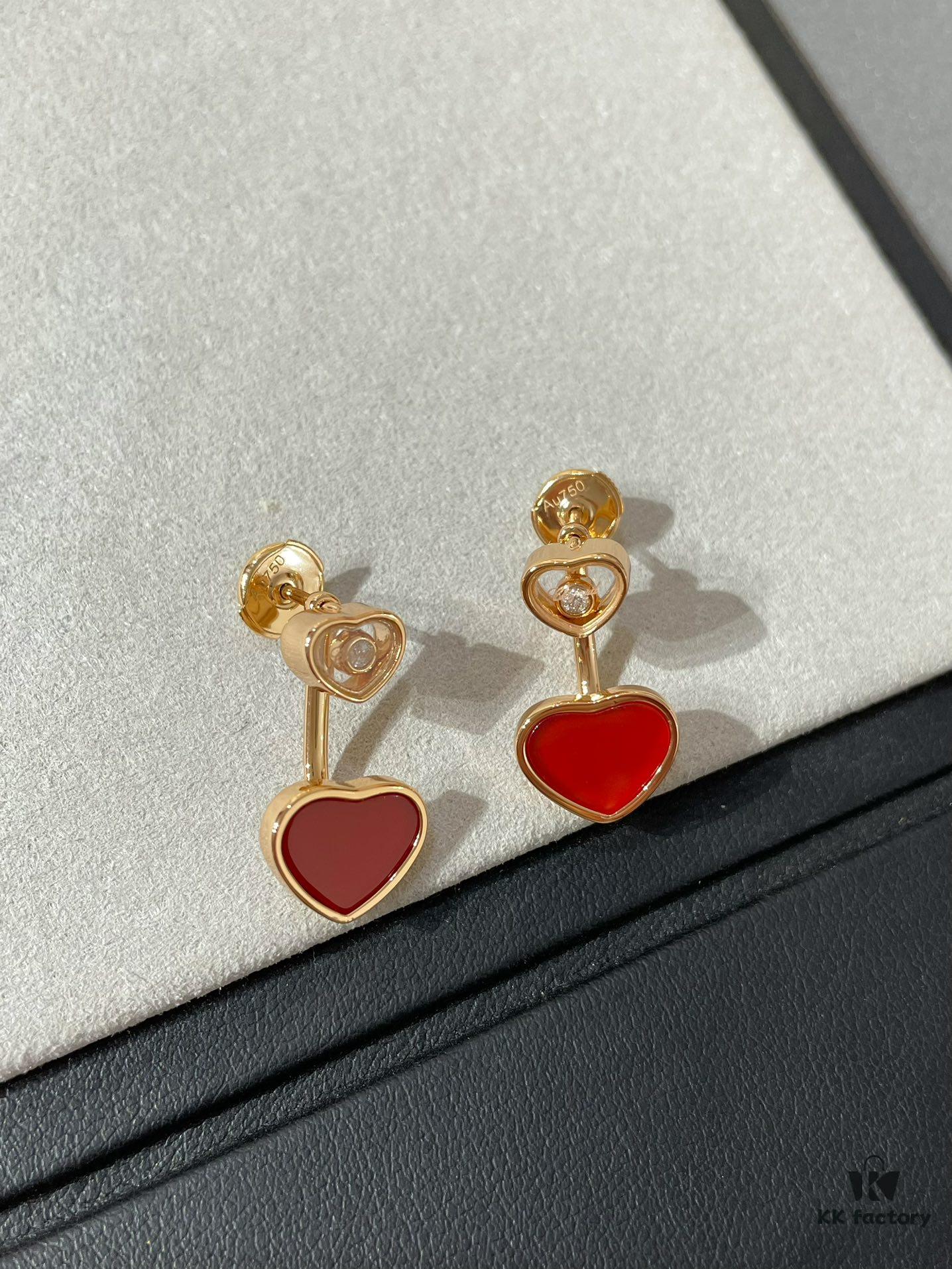 6930065112f62673a6fab27b Chopard Heart Earrings with Red Agate