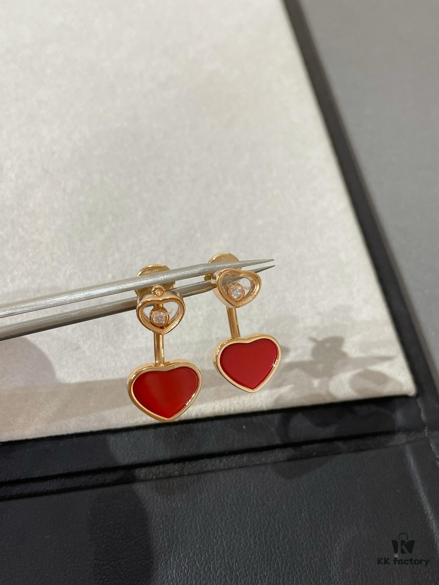 6930065212f62673a6fab27c Chopard Heart Earrings with Red Agate