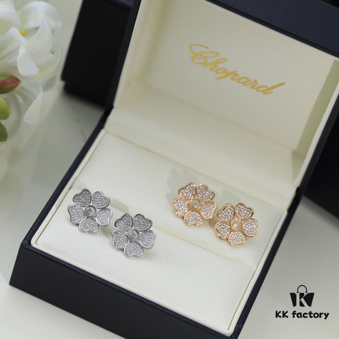 6930065c12f62673a6fab286 Chopard High-End Stud Earrings with Signature Moving Diamond, 18K Rose Gold and White Gold, Hypoallergenic Silver Pin, Logo on Glass