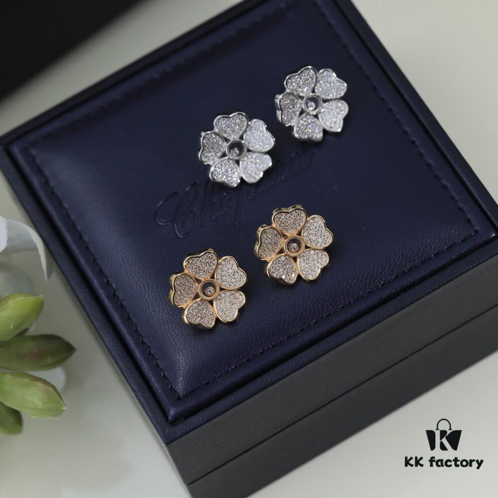 6930065d12f62673a6fab287 Chopard High-End Stud Earrings with Signature Moving Diamond, 18K Rose Gold and White Gold, Hypoallergenic Silver Pin, Logo on Glass