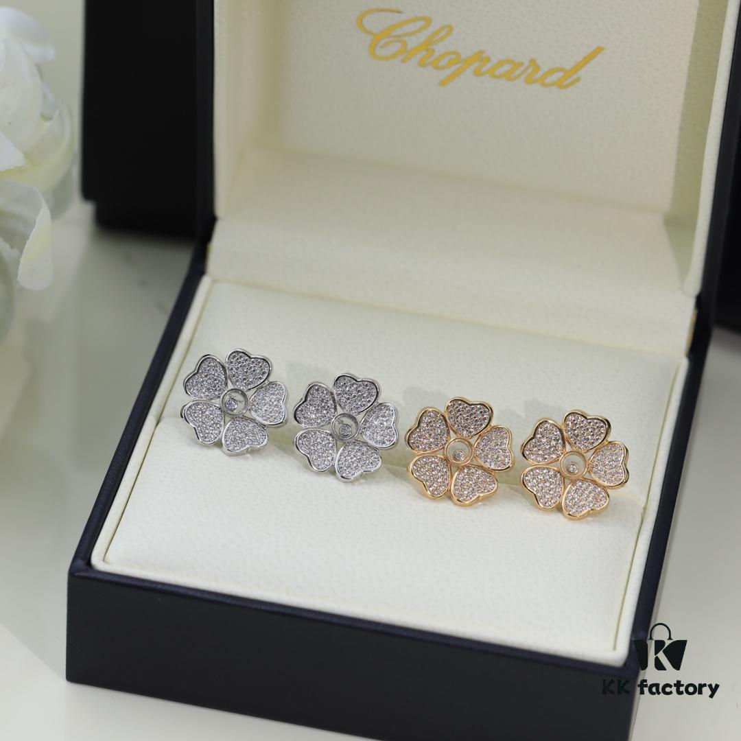 6930066112f62673a6fab28d Chopard High-End Stud Earrings with Signature Moving Diamond, 18K Rose Gold and White Gold, Hypoallergenic Silver Pin, Logo on Glass