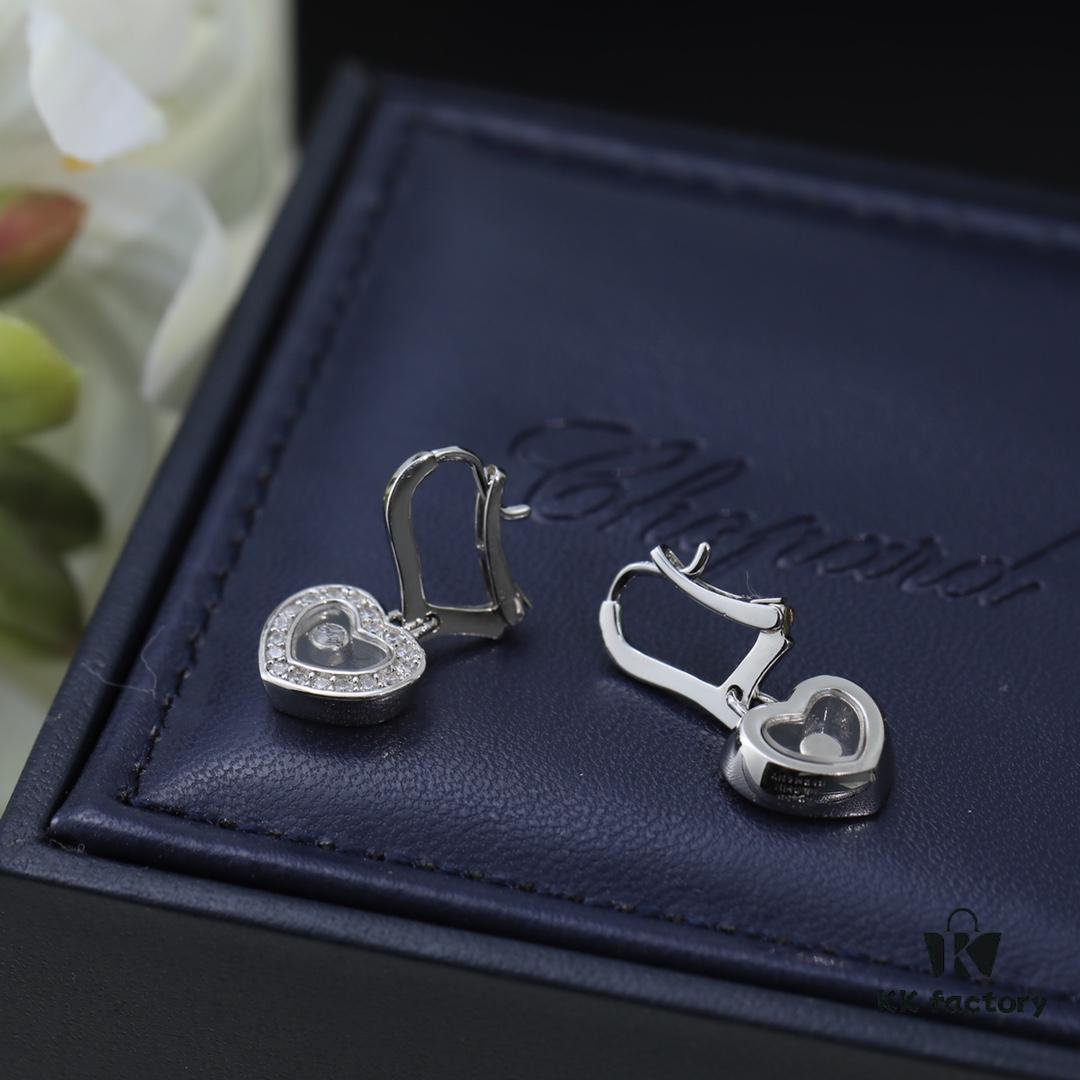 6930066512f62673a6fab292 Chopard High-End Stud Earrings with Diamond Encased in Glass, 18K Rose Gold and White Gold, Hypoallergenic, Heart Design with Logo on Glass