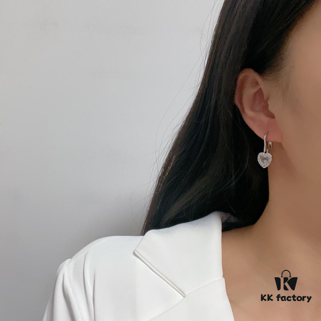 6930066512f62673a6fab293 Chopard High-End Stud Earrings with Diamond Encased in Glass, 18K Rose Gold and White Gold, Hypoallergenic, Heart Design with Logo on Glass