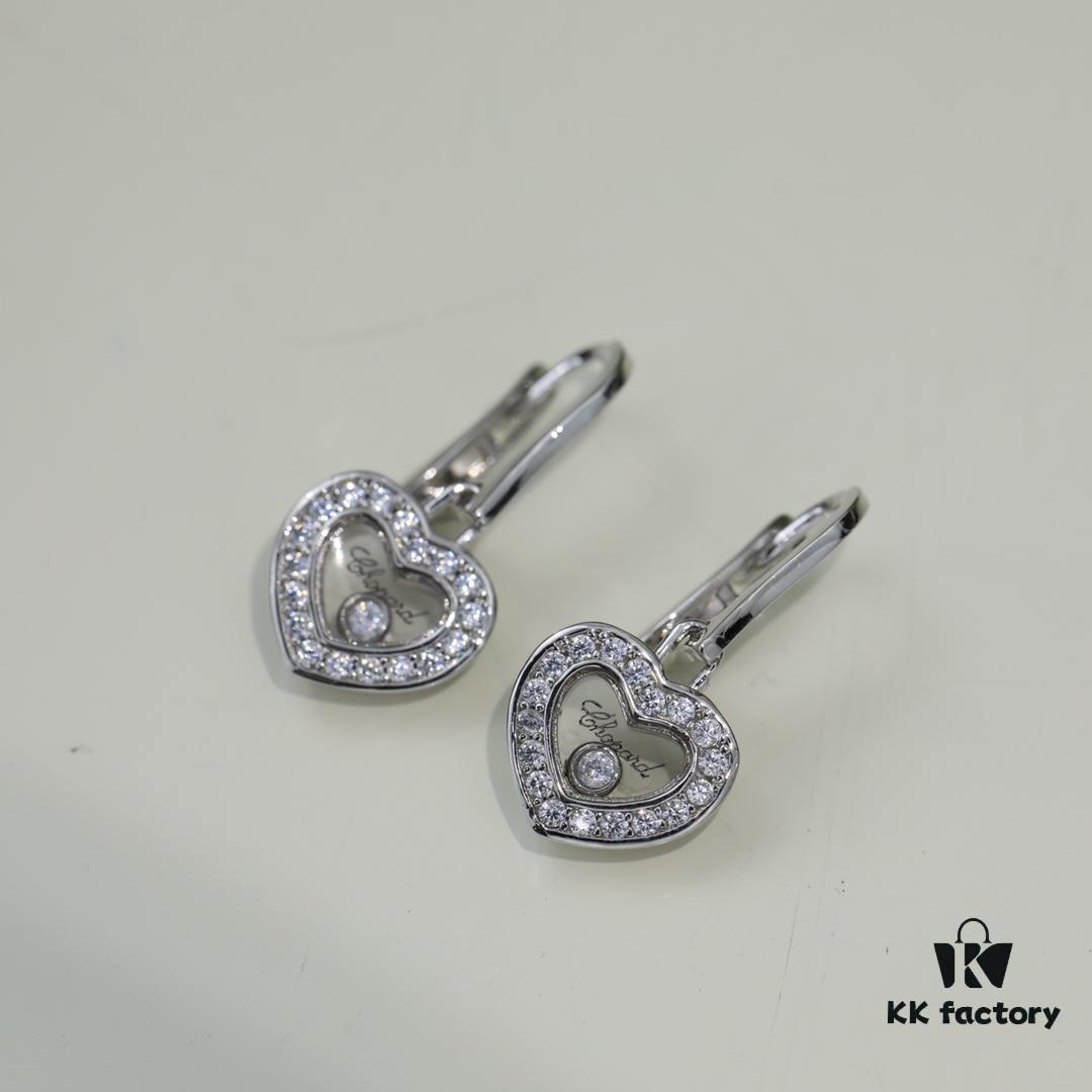 6930066512f62673a6fab294 Chopard High-End Stud Earrings with Diamond Encased in Glass, 18K Rose Gold and White Gold, Hypoallergenic, Heart Design with Logo on Glass