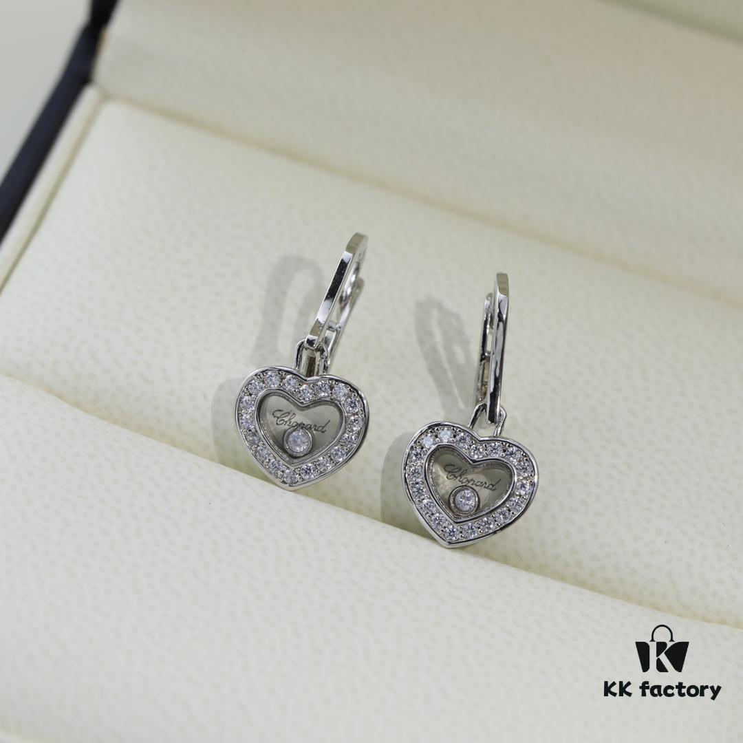 6930066712f62673a6fab295 Chopard High-End Stud Earrings with Diamond Encased in Glass, 18K Rose Gold and White Gold, Hypoallergenic, Heart Design with Logo on Glass