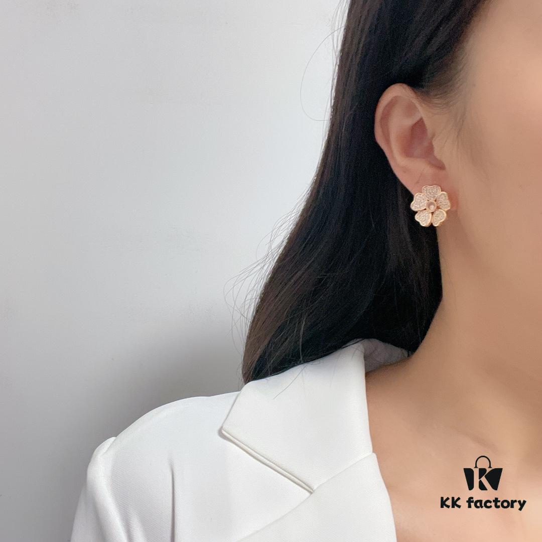 6930066812f62673a6fab296 Chopard High-End Stud Earrings with Signature Moving Diamond, 18K Rose Gold and White Gold, Hypoallergenic Silver Pin, Logo on Glass