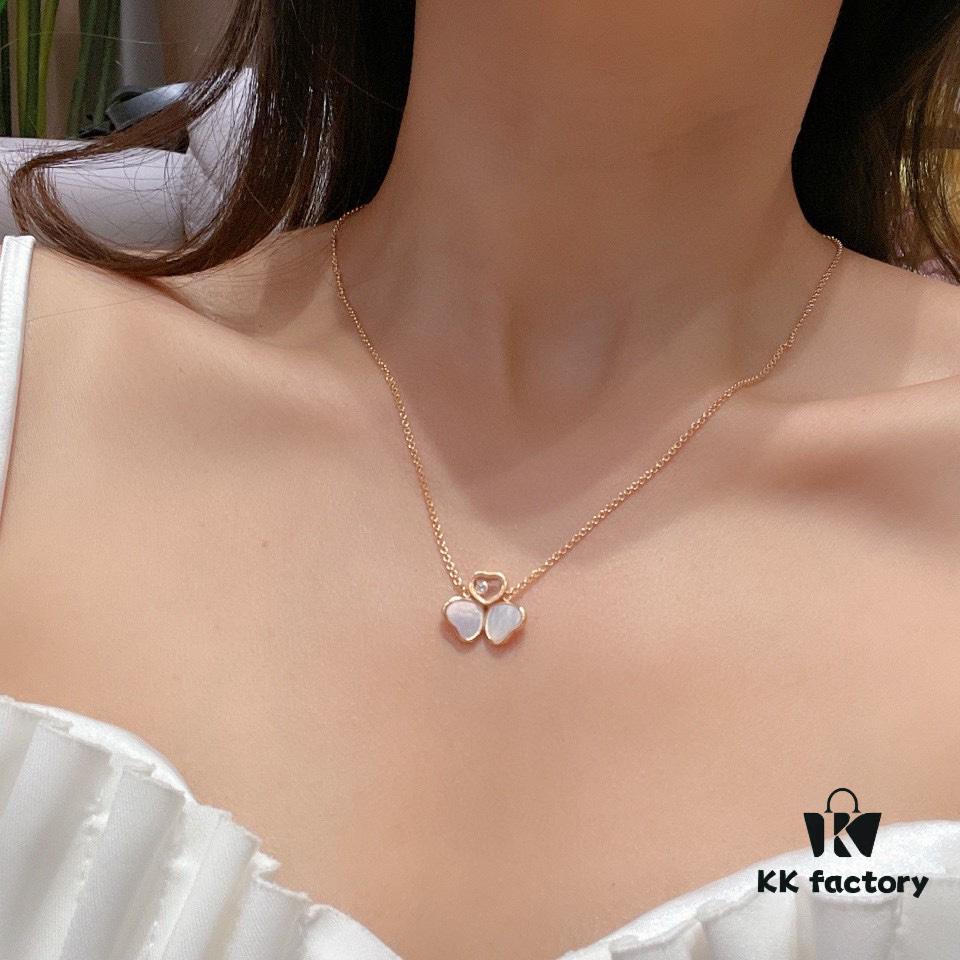 6930067312f62673a6fab2a6 Chopard Angel Necklace - Lucky Chopard with Iconic Moving Diamond, S925 Sterling Silver, 18K Rose Gold Plated, Original Logo and Tag, Adjustable Chain