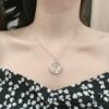 Chopard Necklace: Iconic Lucky Chopard with Moving Diamond, 18K Rose Gold Plated Adjustable Three-Ring Pendant