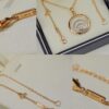 Chopard Necklace: Iconic Lucky Chopard with Moving Diamond, 18K Rose Gold Plated Adjustable Three-Ring Pendant