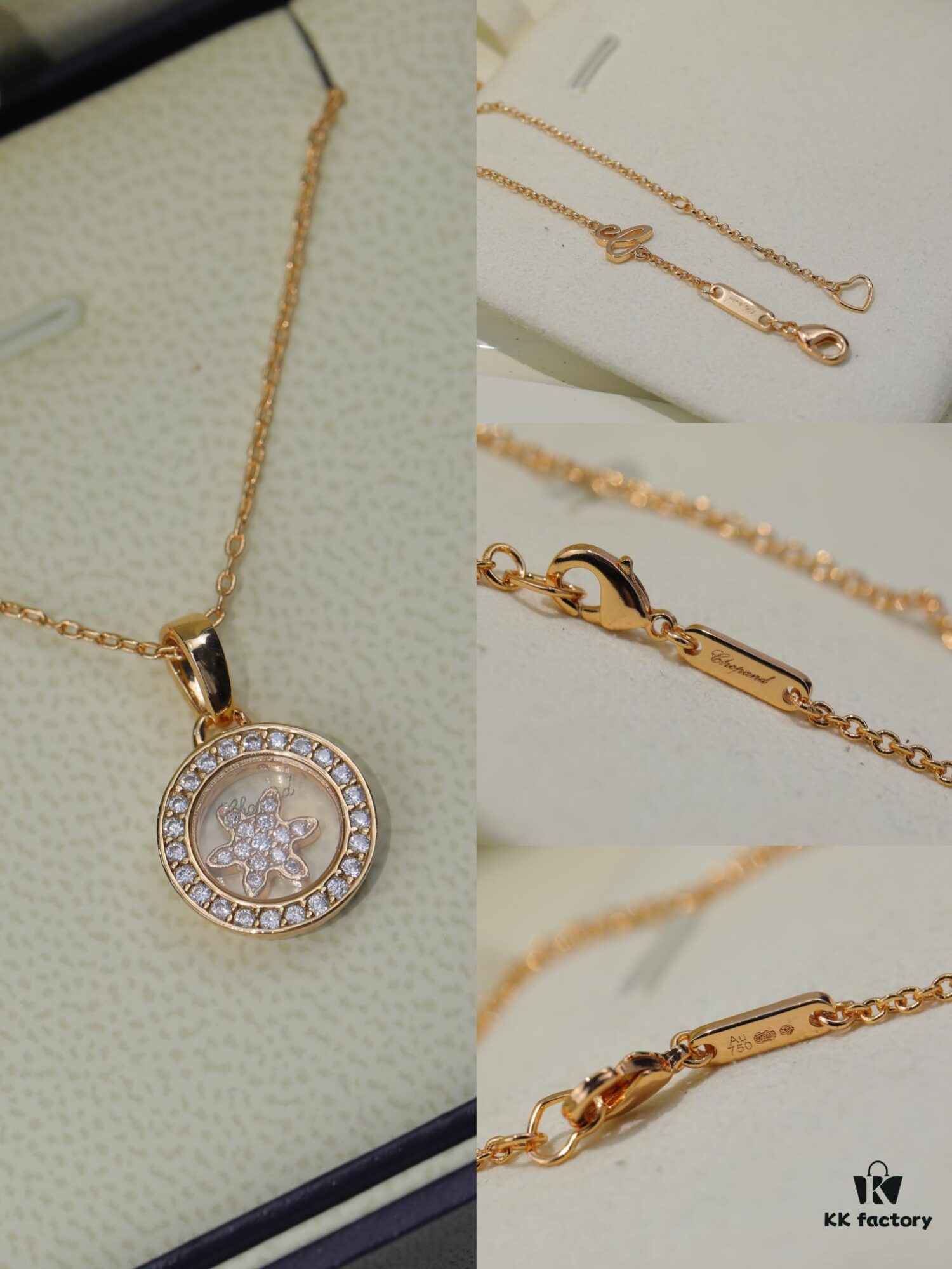 6930068412f62673a6fab2bb Chopard 👼 Chopard Necklace with Lucky and Iconic Moving Diamonds, 18K Rose Gold, Original Logo, Adjustable Chain